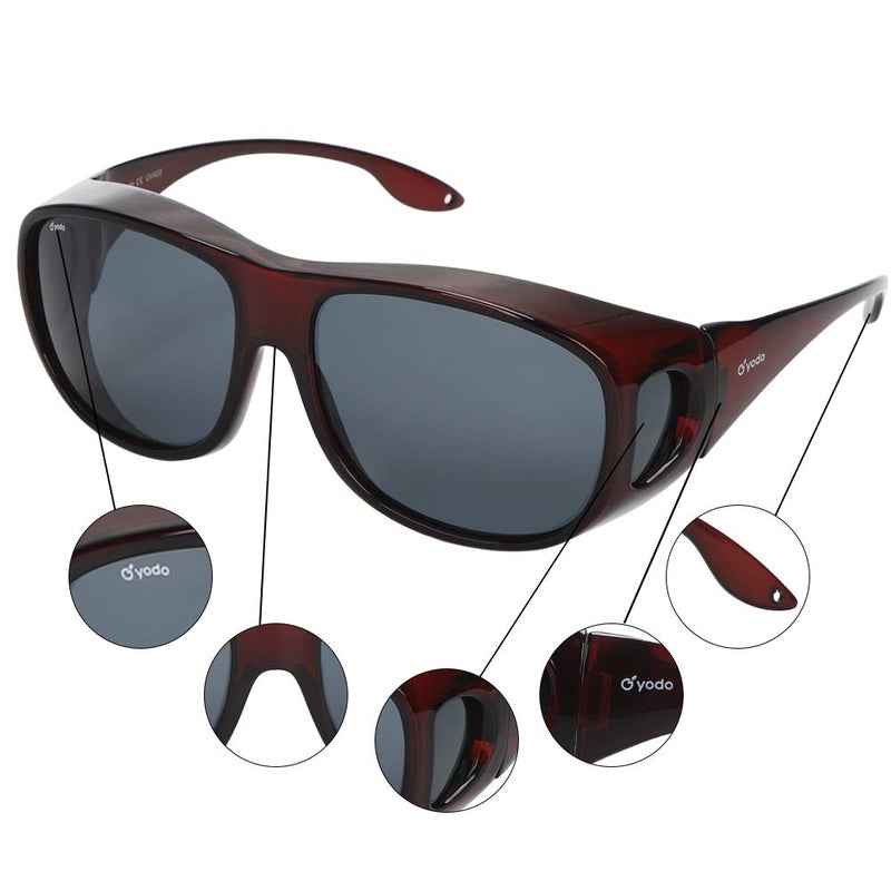 yodo Fit Over Glasses Sunglasses with Polarized Lenses for Men and Women,Burgundy - Image 4